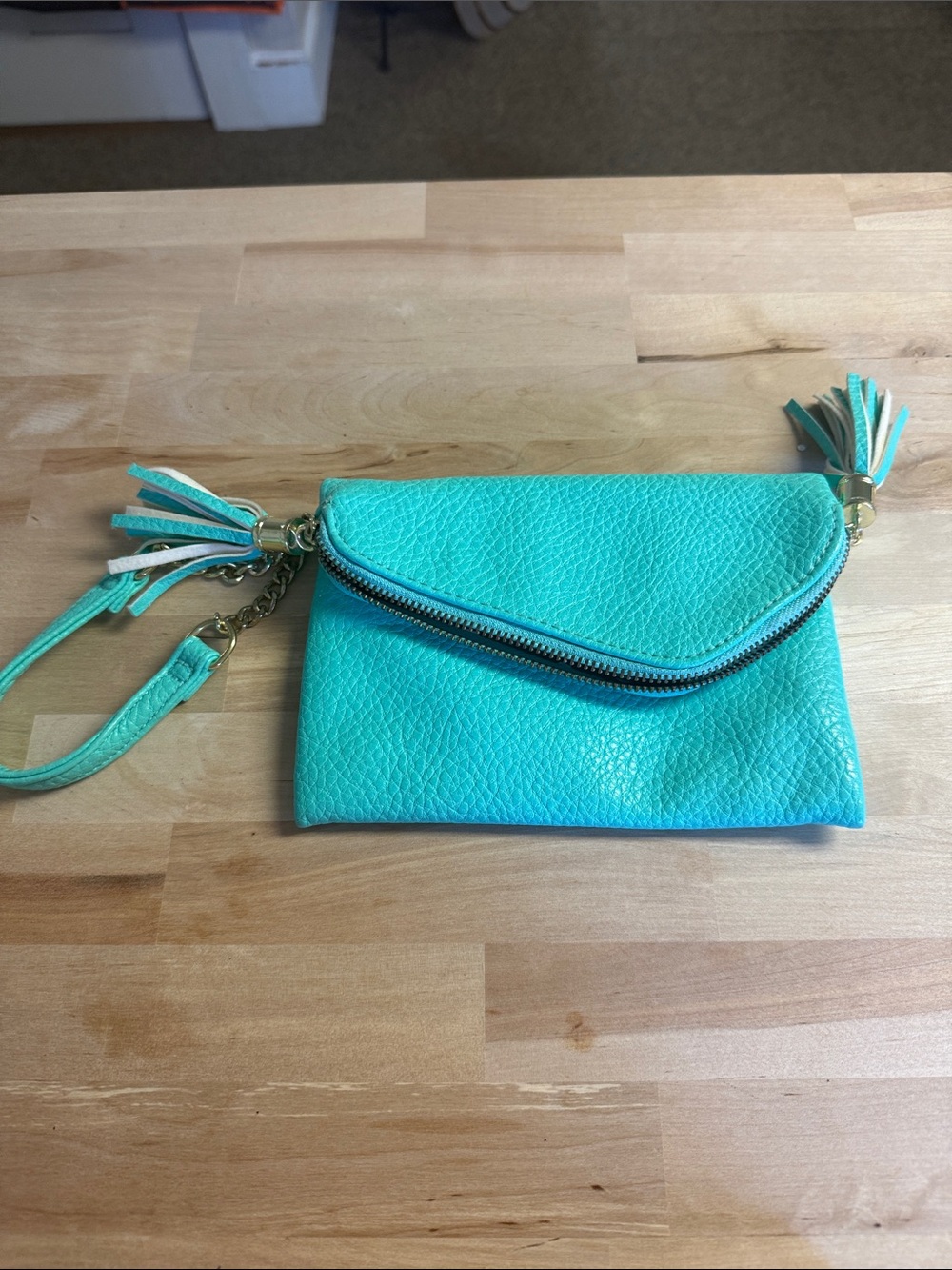 Maurices Turquoise Wristlet Clutch with Tassel